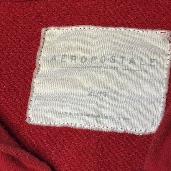 Aeropostale Full Zip Y2K Hoodie Sweatshirt Red New York 1987 Mens Size XL - Picture 3 of 6